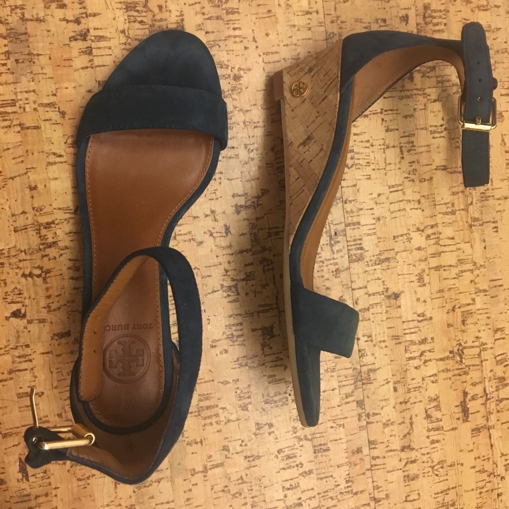 Tory Burch Navy Blue Wedges